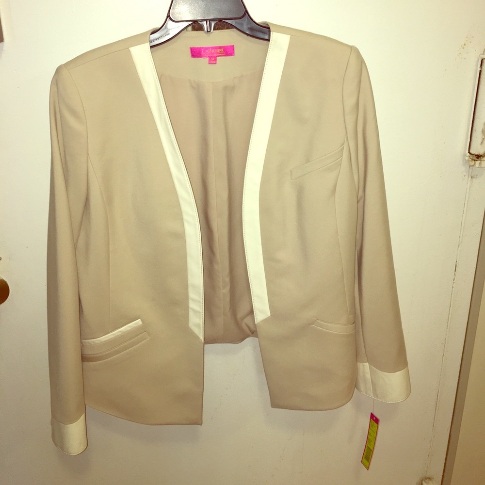 Catherine Malandrino beige open blazer SZ 14