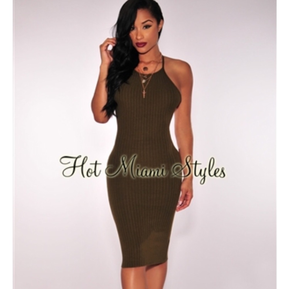 Olive knit dress