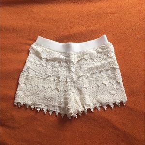 White Flower Lace Shorts