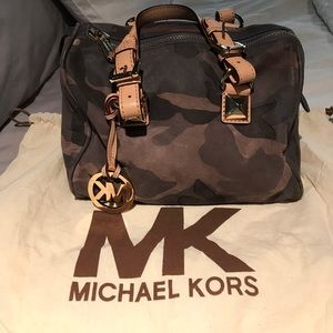MK blue grey camp small satchel
