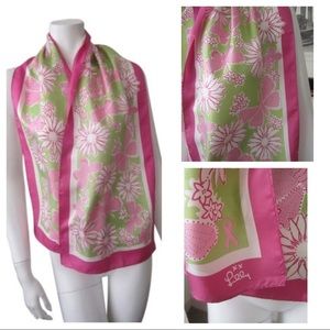 Lilly Pulitzer- Pink/Green Butterfly Silk Scarf