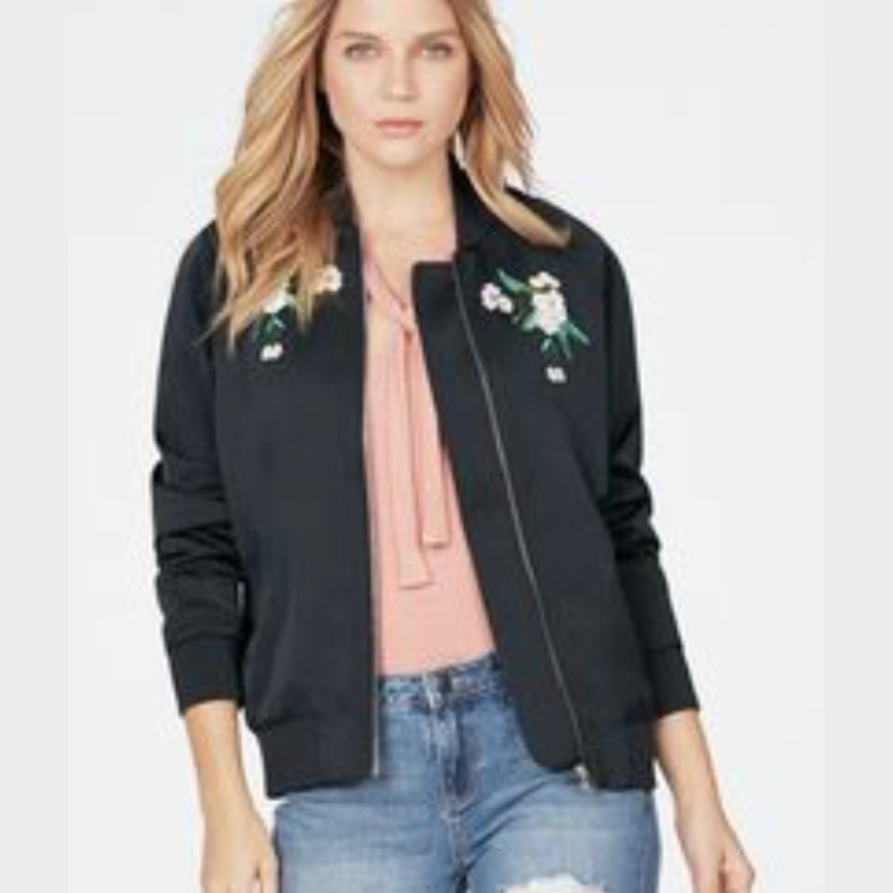 Black bomber with embroidery