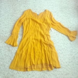 Mustard Bell-sleeve Dress