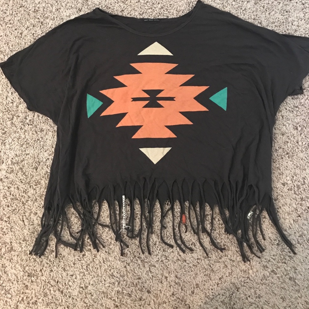 Flowy, oversized, Aztec Shirt with fringe