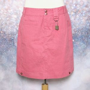 NWT Halston Jeans Pink Denim Midi Skirt
