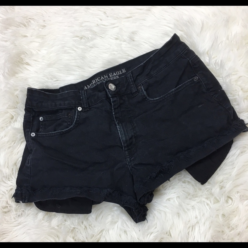 Black High Waisted Denim Shorts