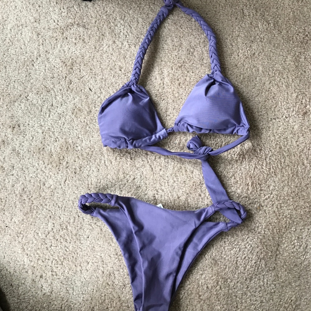 NWT Purple braided thong bikini
