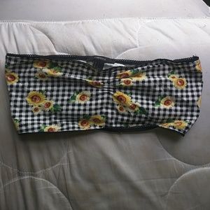 F21 floral sunflower checked bandeau