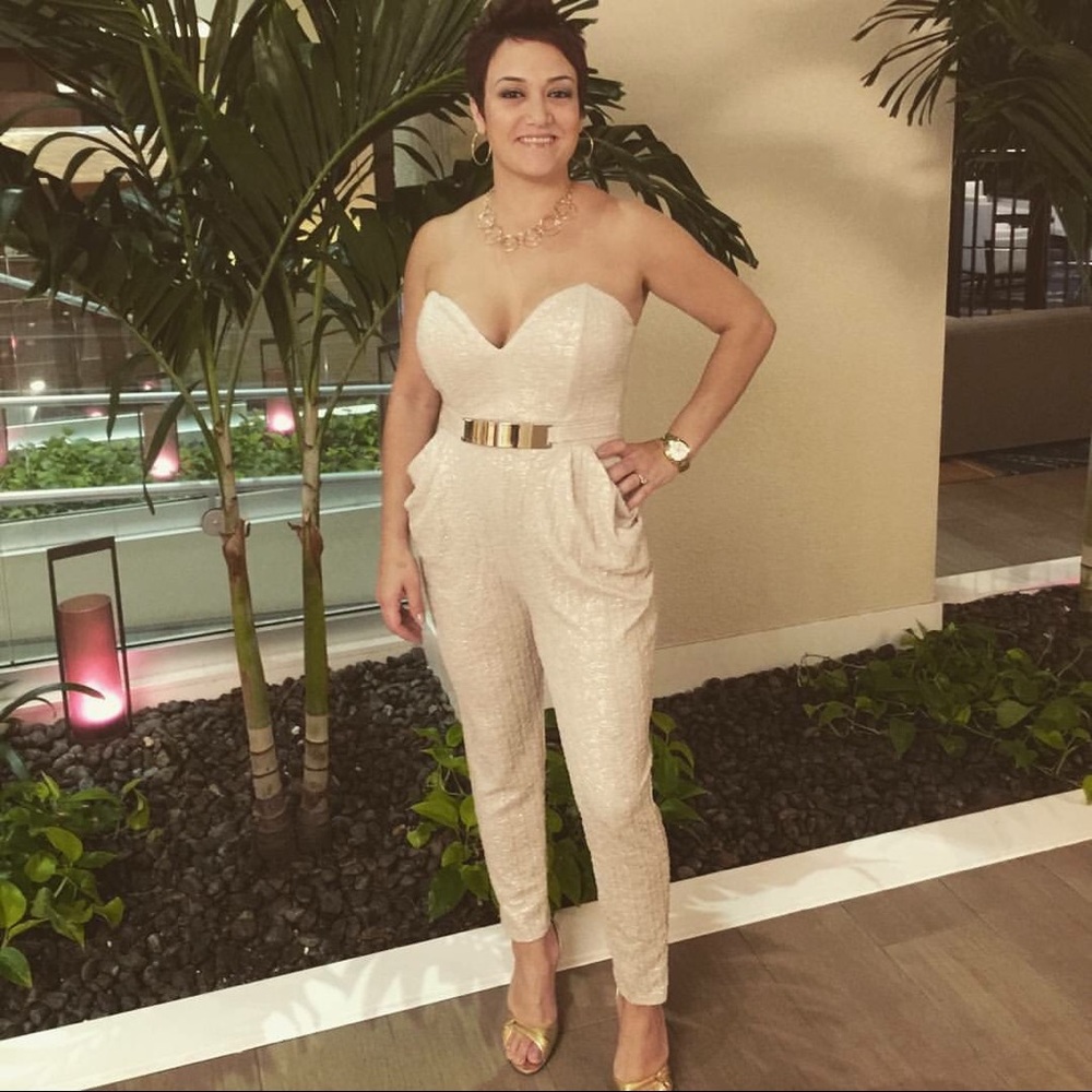 Ivory/gold pant suit