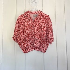 Beautiful light red floral crop top!