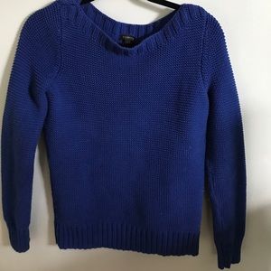 Talbots thick cotton blue boat neck sweater