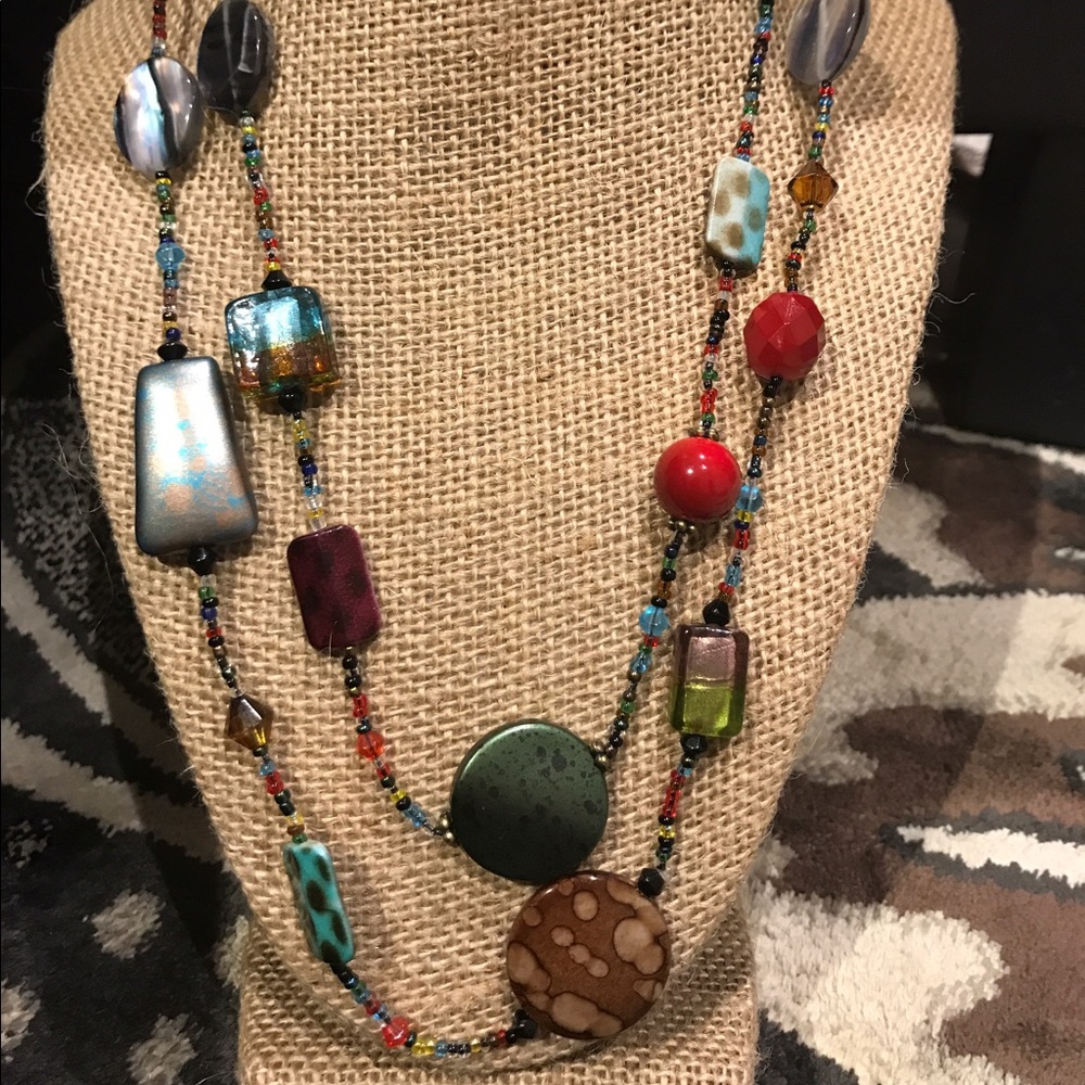 Adjustable bead and stone necklaces