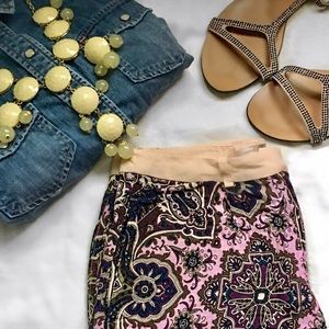 Paisley and Floral Pink Printed Short Size S