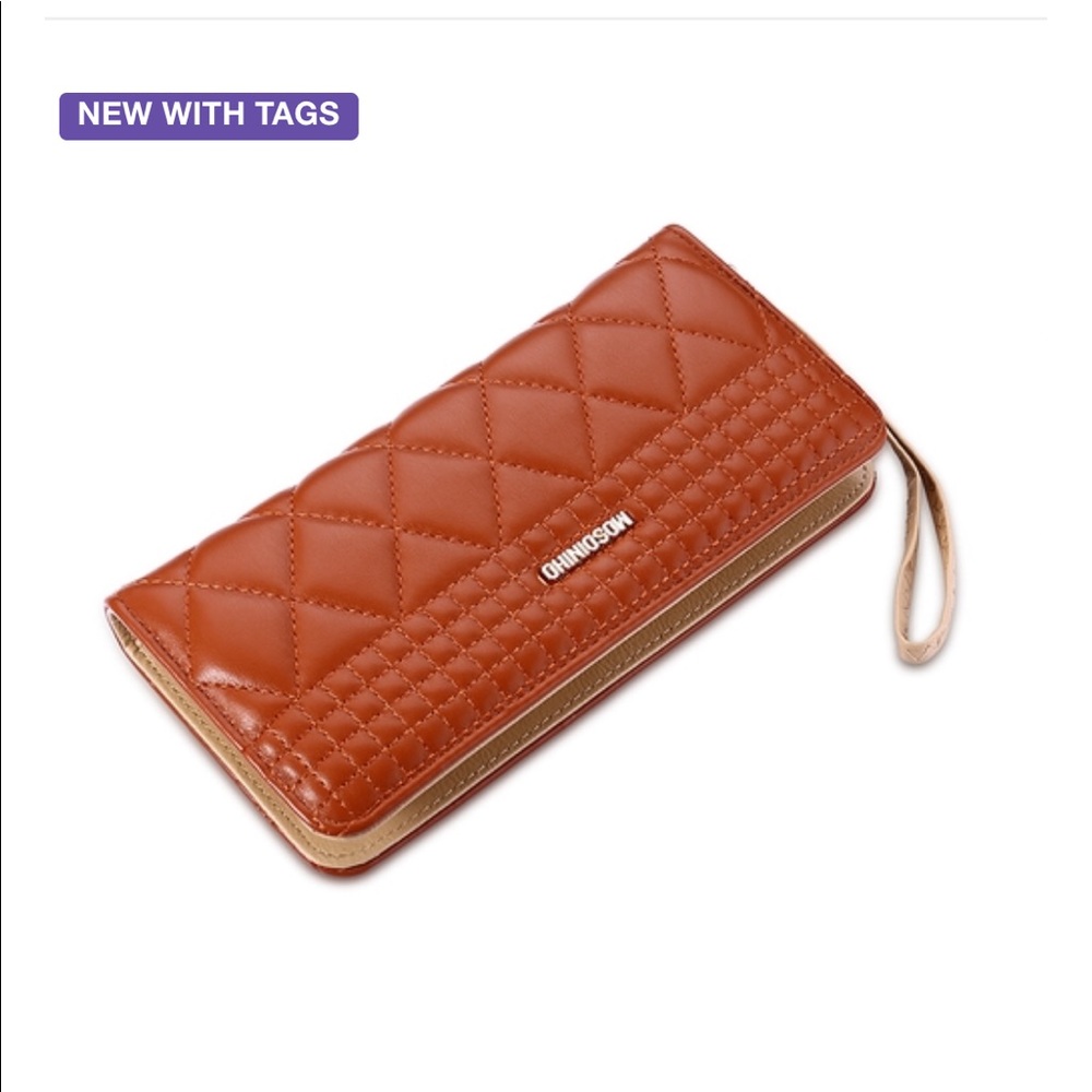 Cute brown leather clutch purse