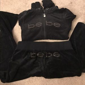Bebe velour pants and zip up