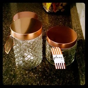 ***SOLD***3 Glass Jars with Copper colored lids.