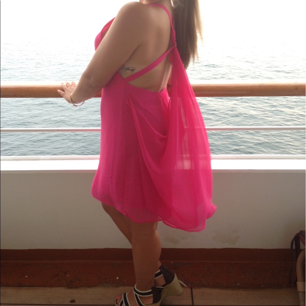 Flowy Pink Chiffon Party Dress