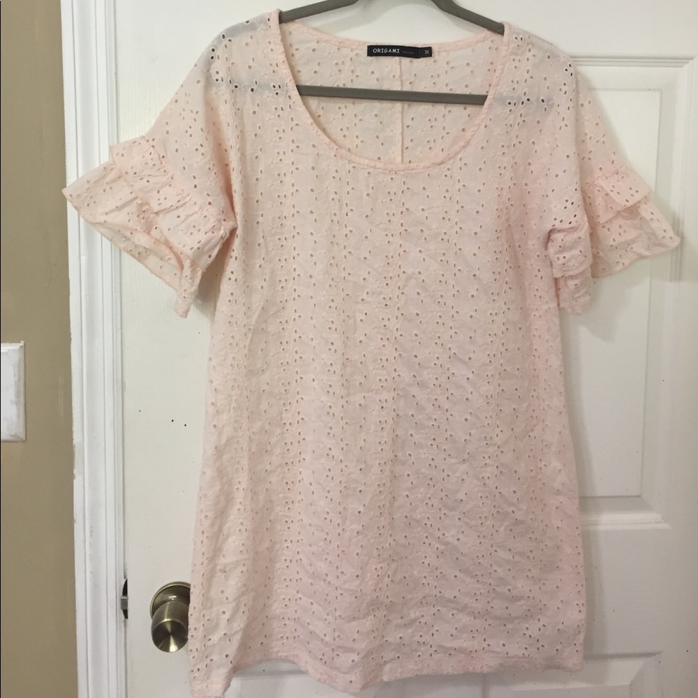 Light Pink ruffles sleeve tunic top