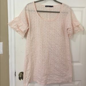 Light Pink ruffles sleeve tunic top