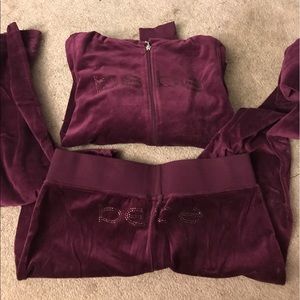 Bebe velour top and bottoms