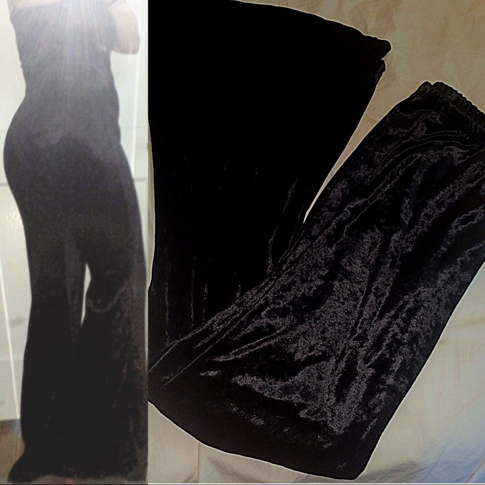 Black velvet bell bottoms