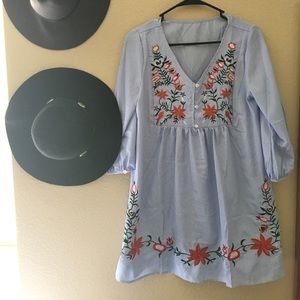 Embroidered babydoll dress