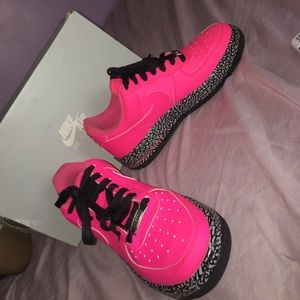 Neon pink Air Force ones