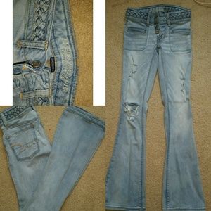American Eagle distressed flare jeans