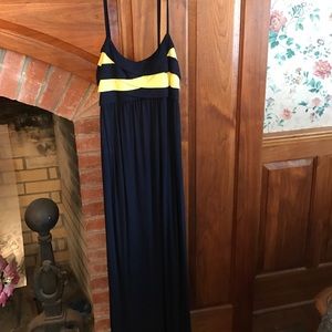 Blue and yellow maxi dress