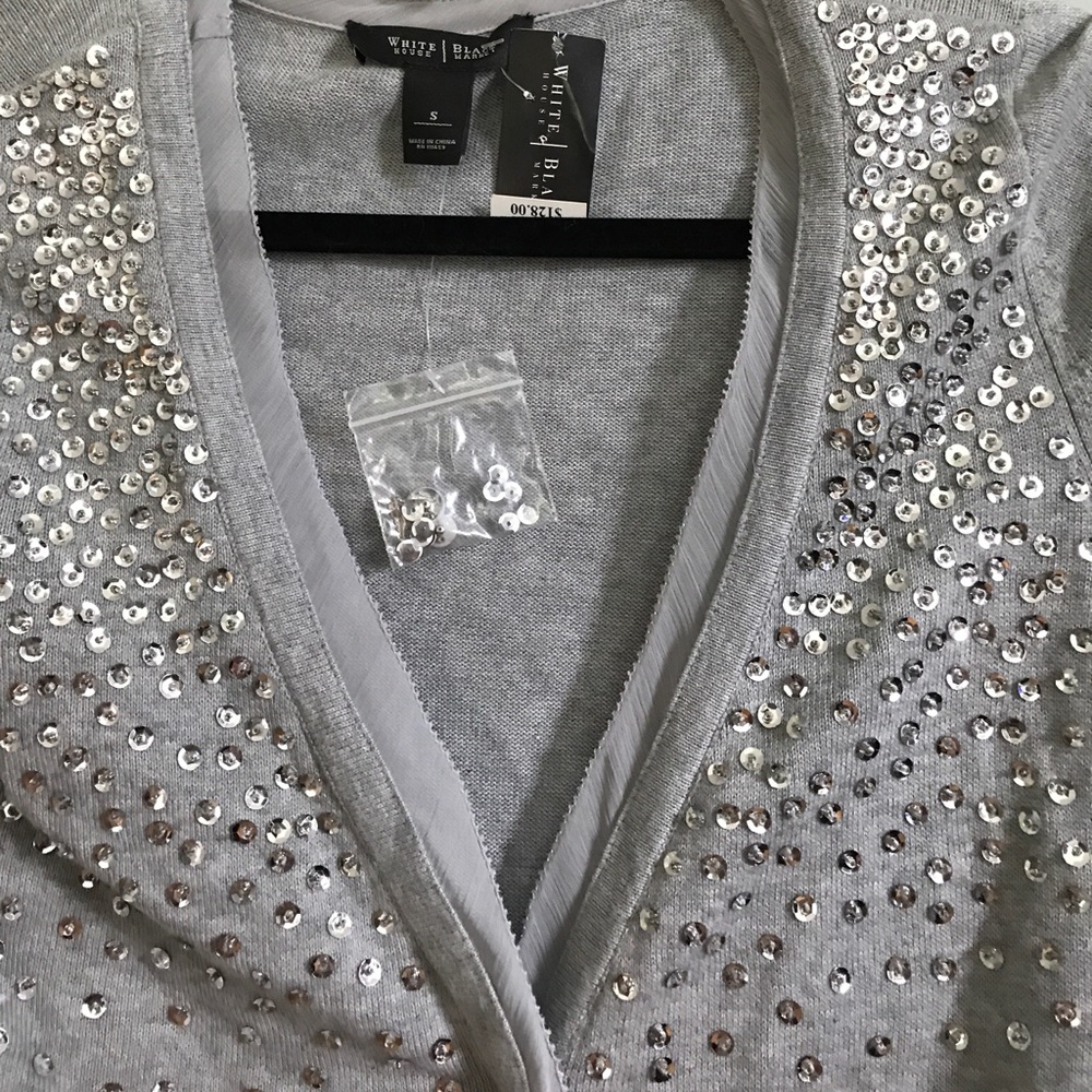 Small grey sequin cardi White House Black Market