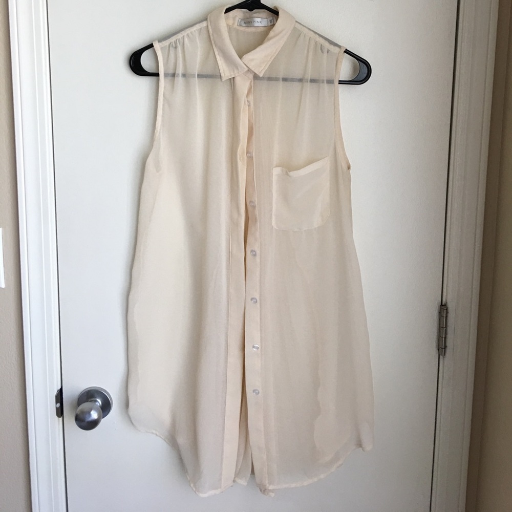 MINKPINK cream button up shirt dress