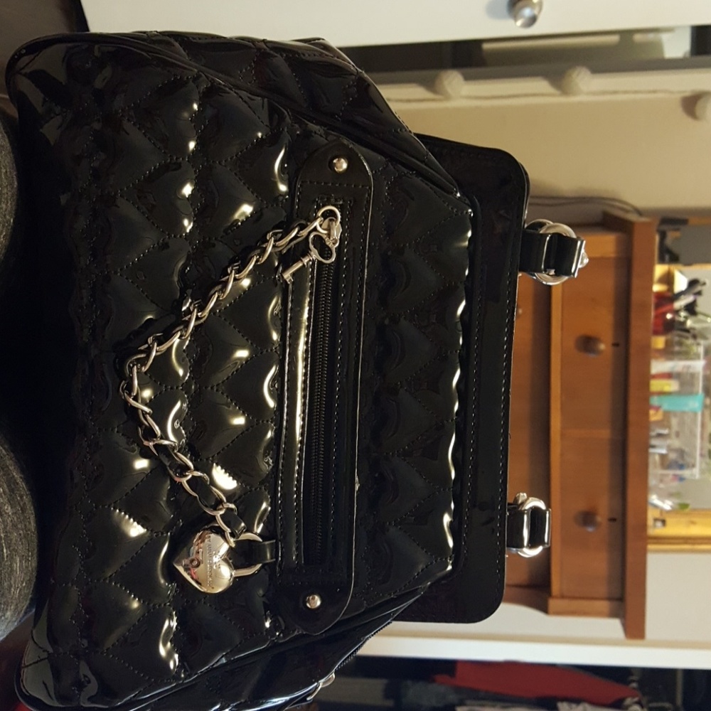 Betsey Johnson black patent leather purse