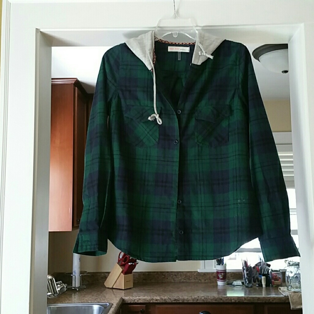 Plaid hooded flannel
