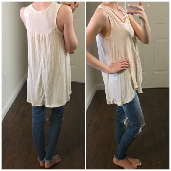 ❌LAST DAY ON POSH❌Softest Ivory Crinkle Tank - Picture 3 of 5
