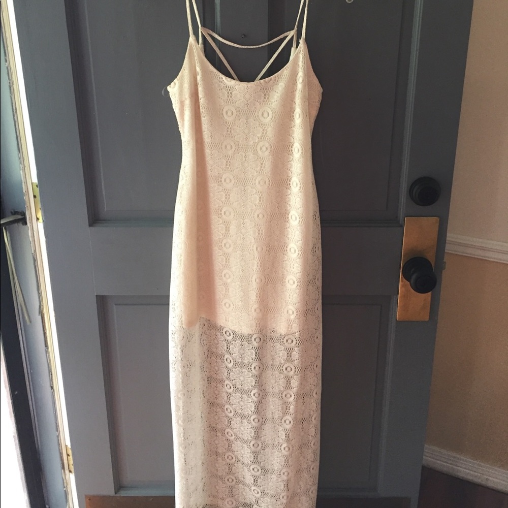 Fun, lacy sheer maxi dress -Love on a Hanger