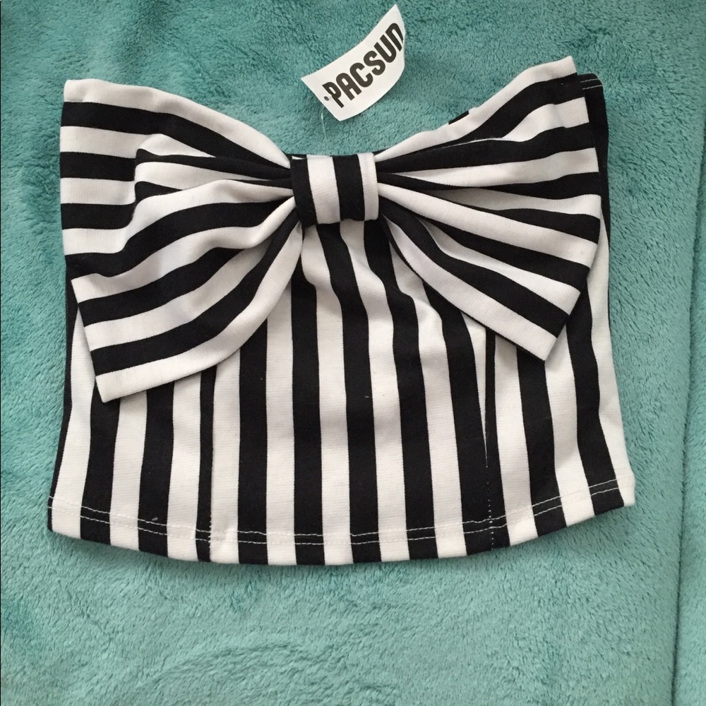 Strapless Crop Top with Bow