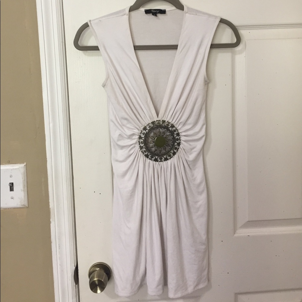 White embellished sleeveless top