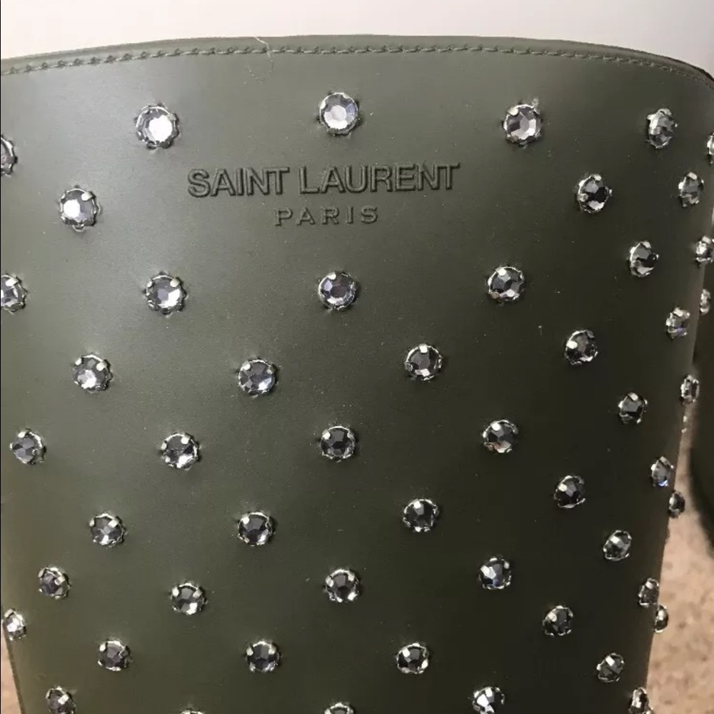 Saint Laurent Festival Studded Olive Boots Size 42 - Picture 4 of 6