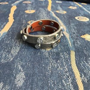 Silver Tory Burch Wrap Bracelet