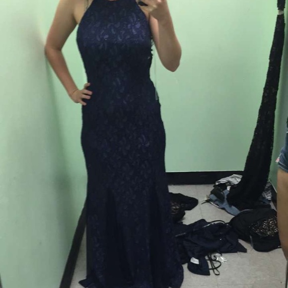 Formal blue lace dress - Picture 2 of 4