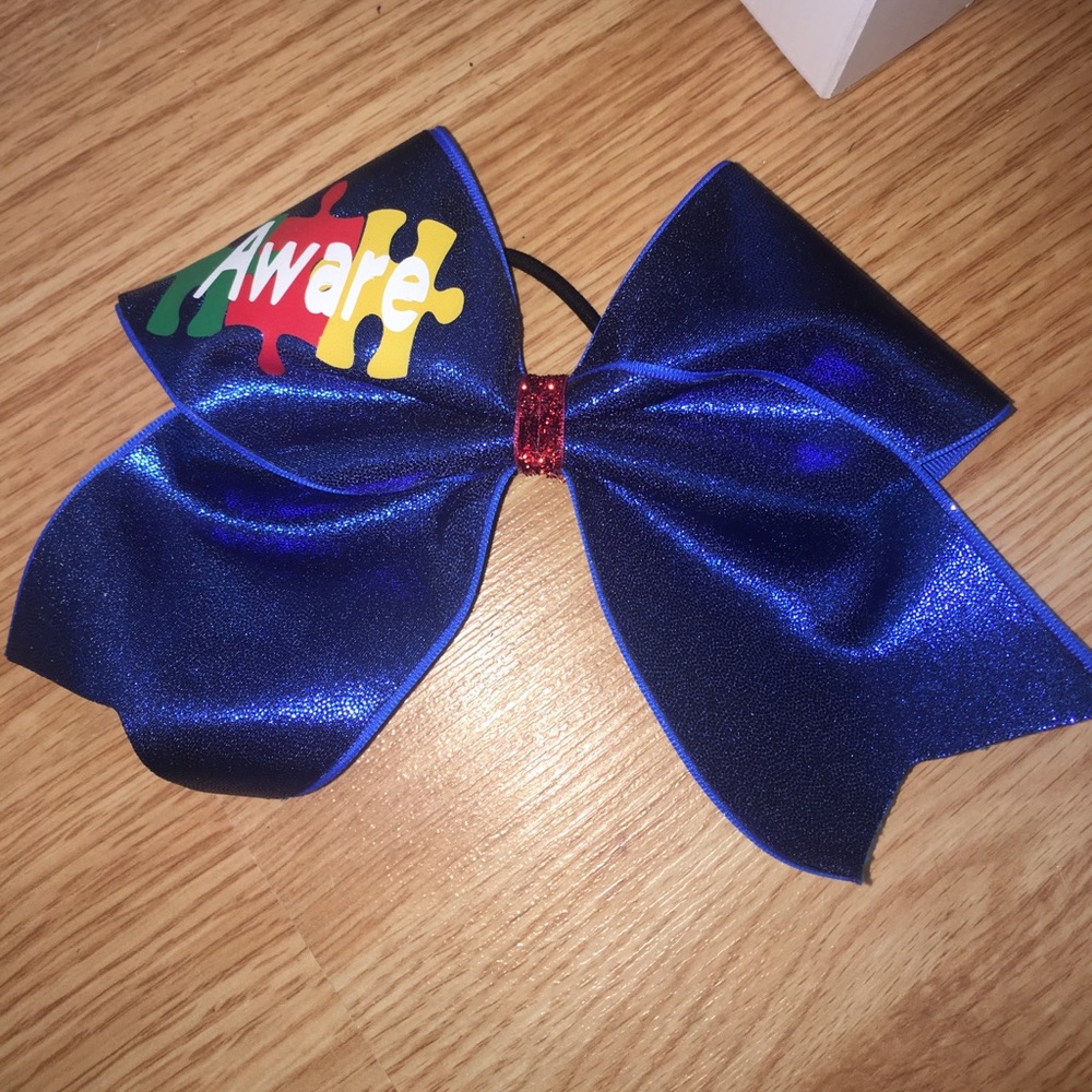 Blue autism awareness bow