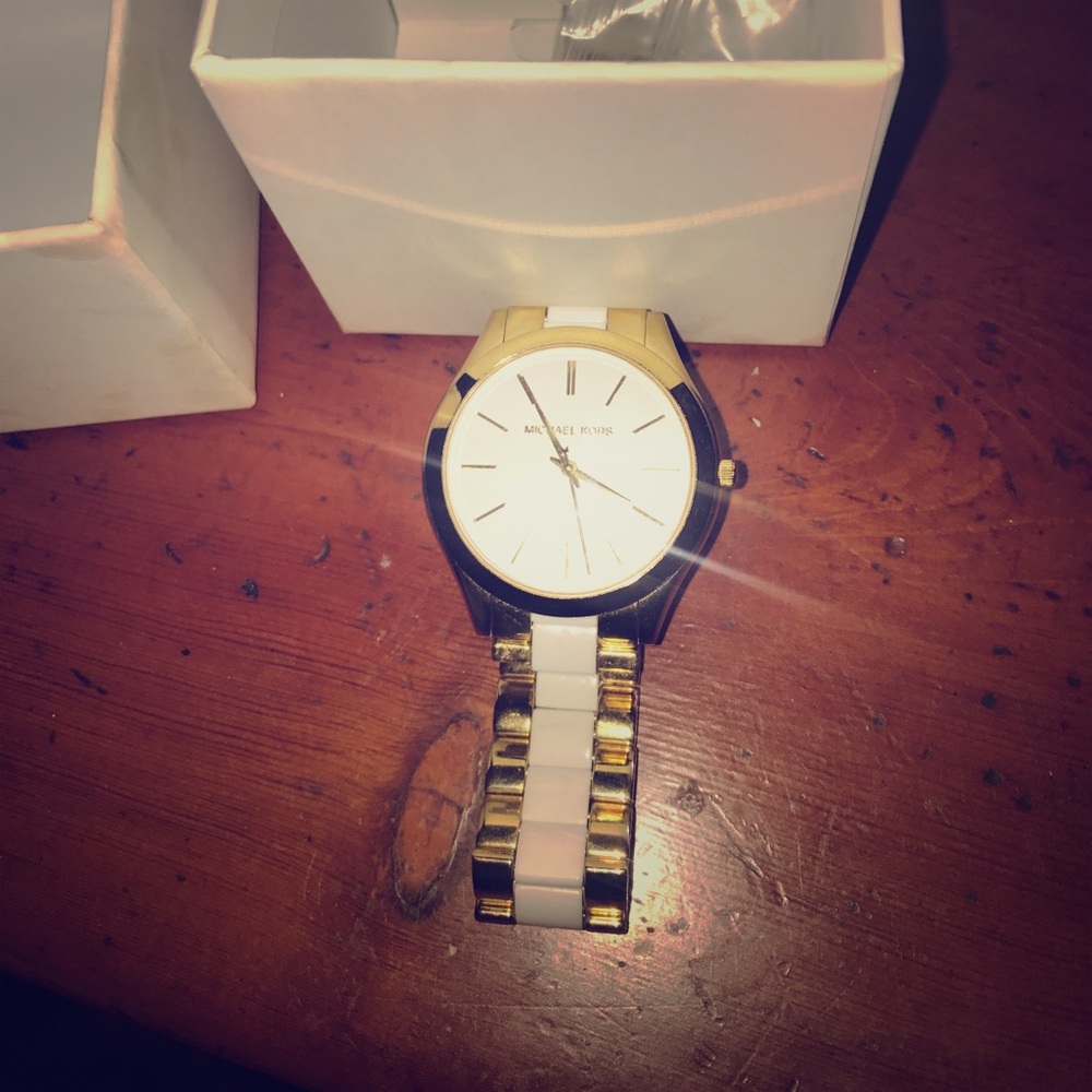 White and gold Michael Kors watch