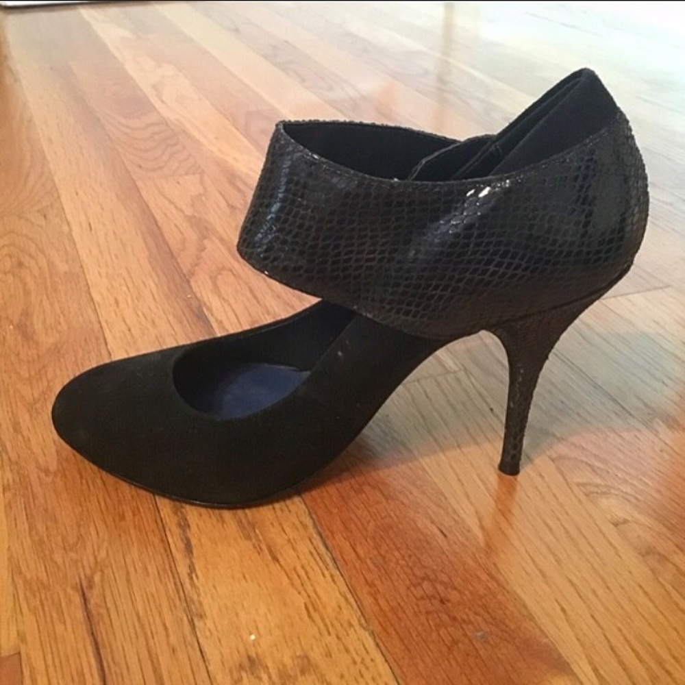 Steven By Steve Madden Suede/Python Black Heels - image 2
