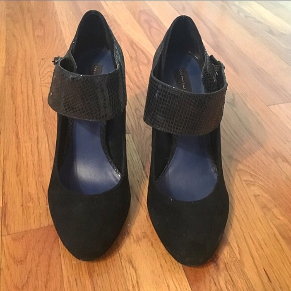 Steven By Steve Madden Suede/Python Black Heels - image 3