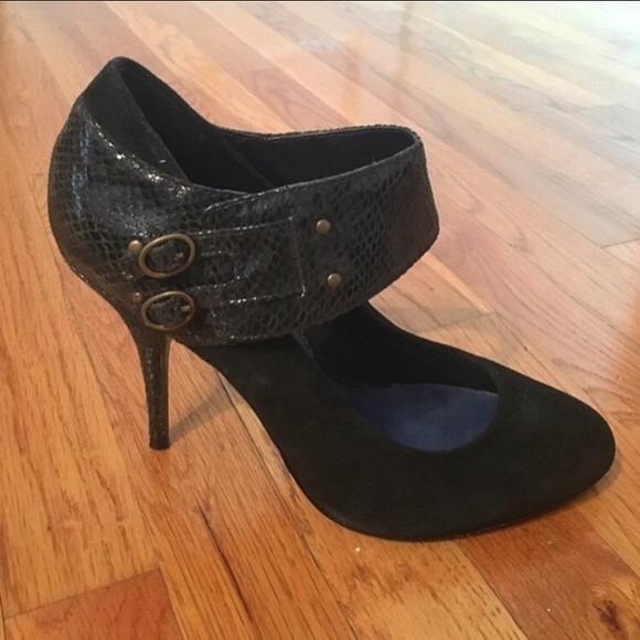 Steven by Steve Madden suede/python black heels - Picture 1 of 4
