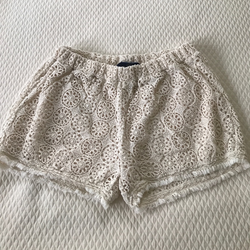 Off white crotchet shorts!
