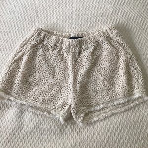 Off white crotchet shorts!