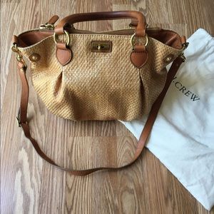 J Crew leather and straw bag