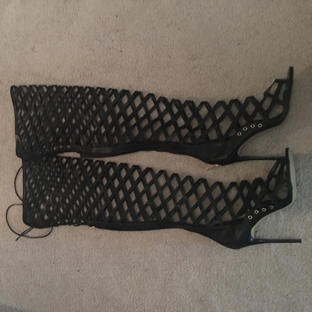 Brand new caged thigh high boots