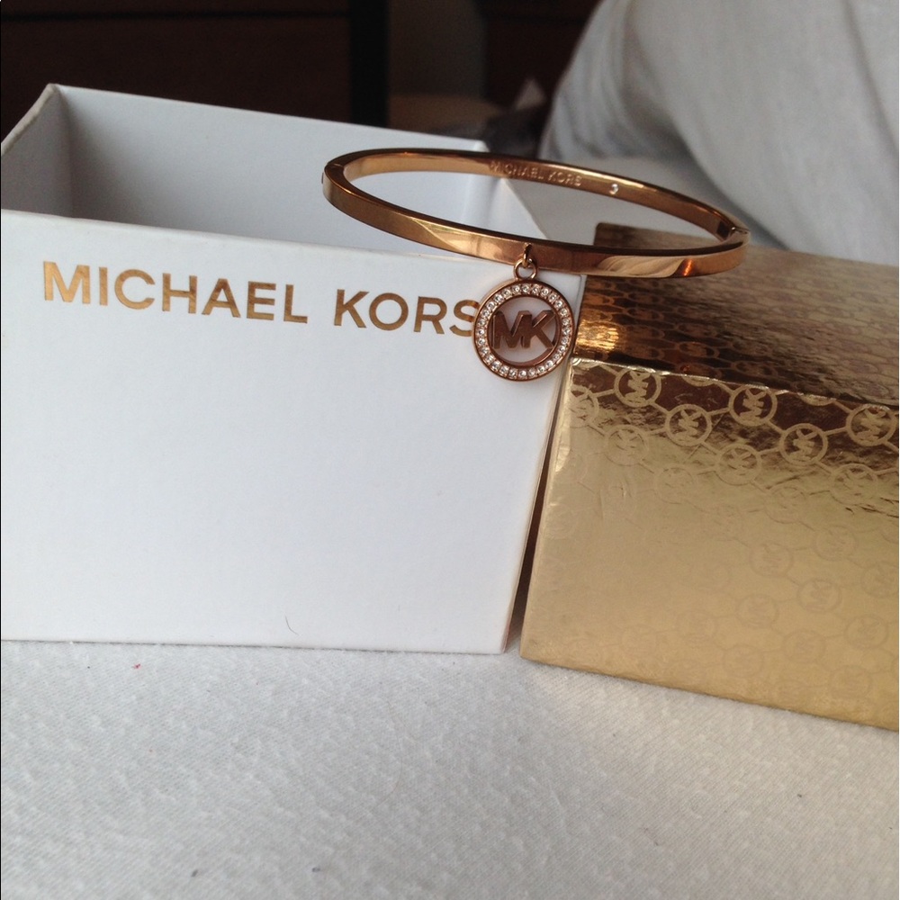 Michael Kors Rose Gold Logo Pendant Bracelet